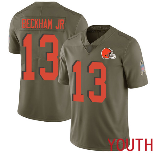 Cleveland Browns Odell Beckham Jr Youth Olive Limited Jersey #13 NFL Football 2017 Salute To Service